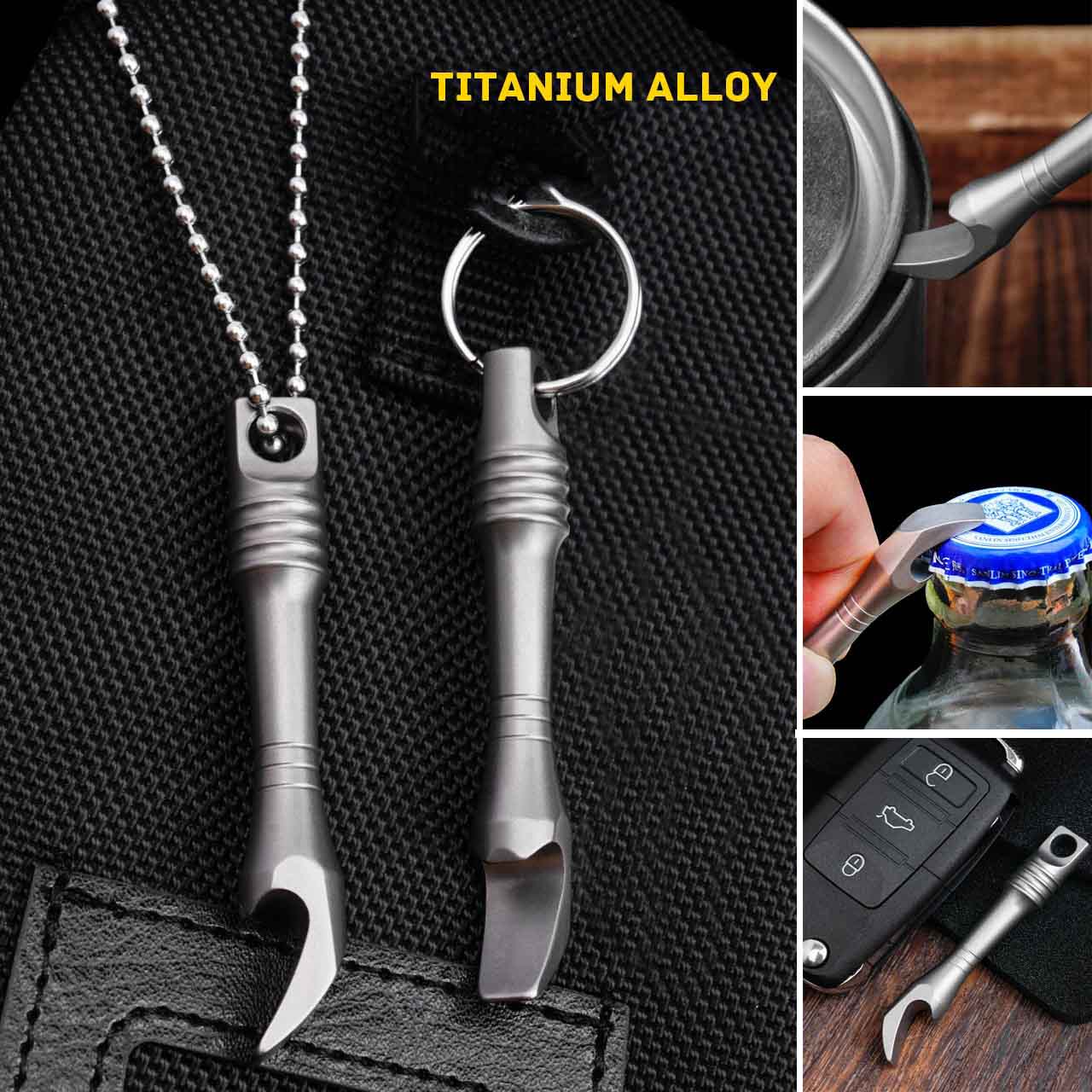 Keychain Multi Tool - TC4 Titaniumlegering Koevoet Mini Sleutelhanger EDC