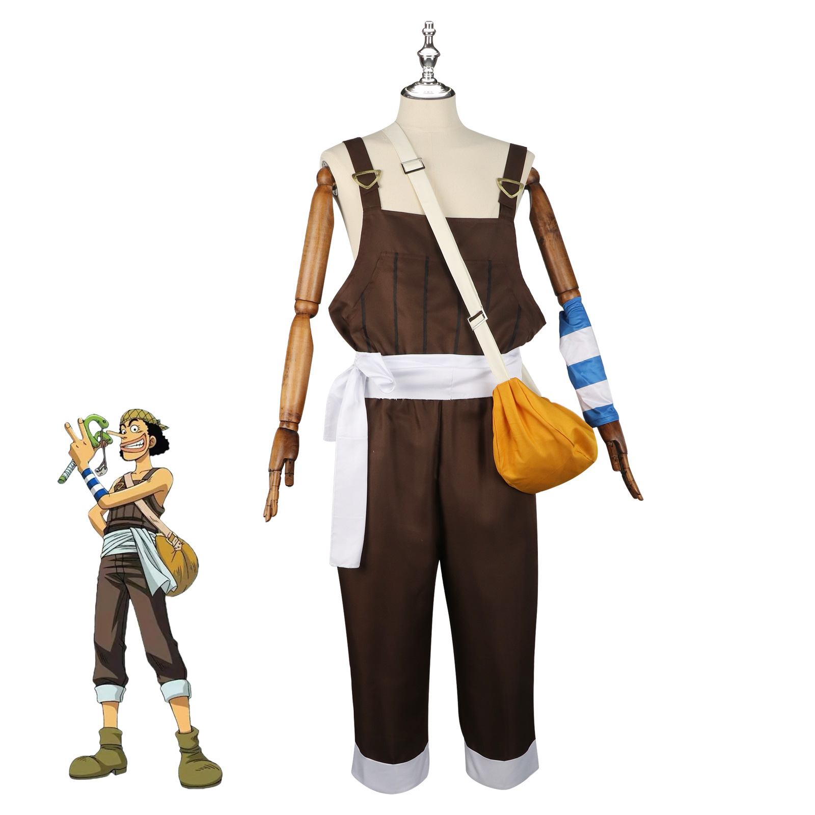 Men'S Suit Accessories - Anime UUsopp Cosplay Kostuum Bruin Rompertjes