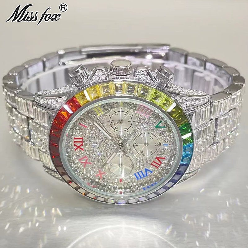 Men'S Accessories Luxury Brands - Missfox Luxe Iced Horloge Voor Mannen