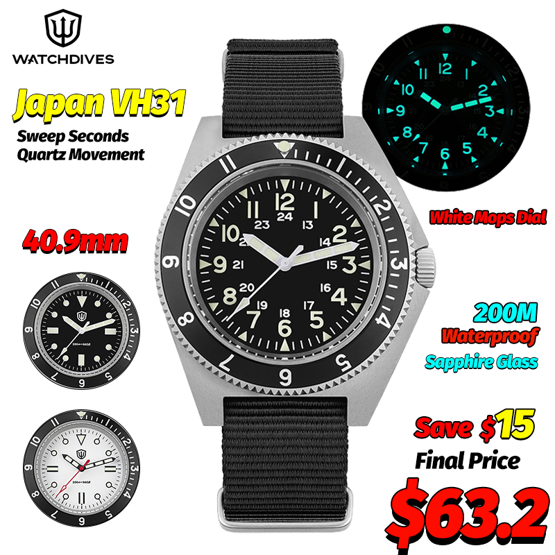 Men Accessories Jewelry - Watchdives WD1972 Quartz Horloge Saffier Lichtgevende