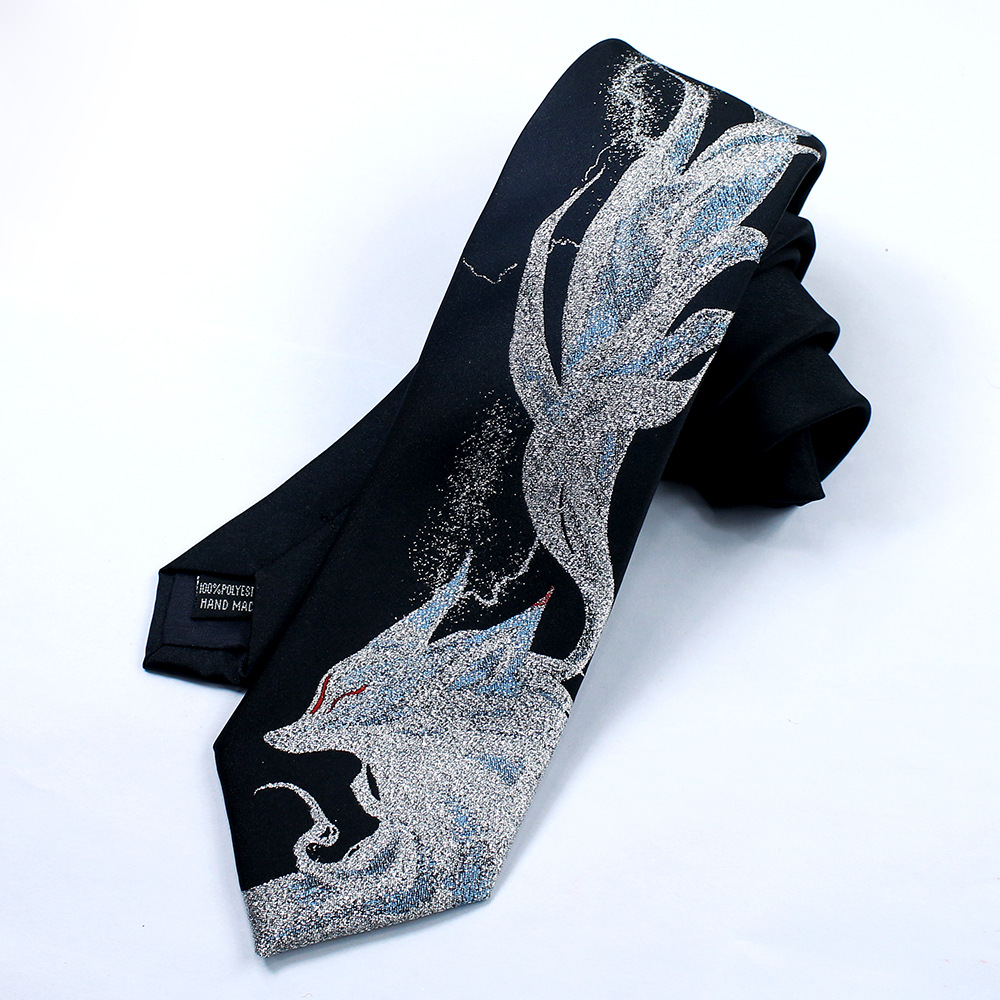 Men Accessories Photos - Modieuze stropdas met negenstaartige vospatroon, geschikt